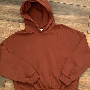Zara girls brown crop hoodie sweatshirt size 10.